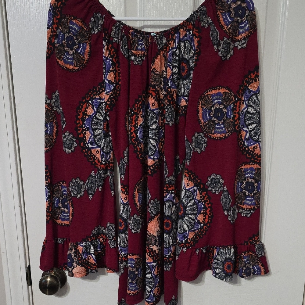 The Pink Floral Burgundy Blouse